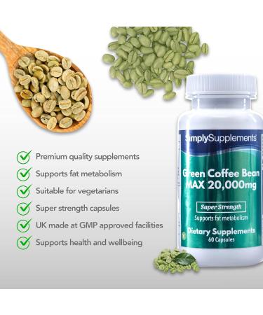 Green Coffee Bean Extract Capsules 20,000mg | Zinc for Fat Metabolism | 60 Capsules | Vegan | UK Made - Buy Online on GoSupps.com