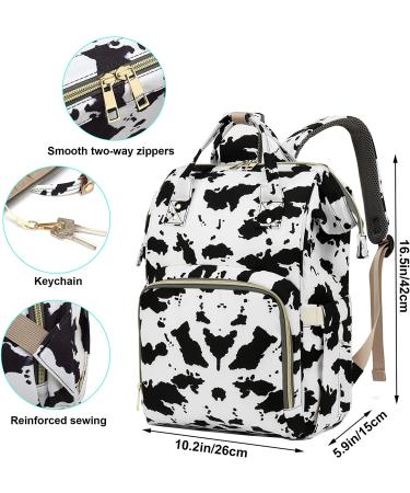 Diaper Bag Backpack for Baby Girls  Yusudan Mom Waterproof Large Nappy Bags for Women Cow Print White - Buy Online on GoSupps.com