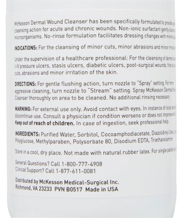 Buy McKesson Dermal Wound Cleanser - Non-Sterile Rinse-Free Non-Cytotoxic - 4 fl oz for Fast International Shipping - Buy Online on GoSupps.com