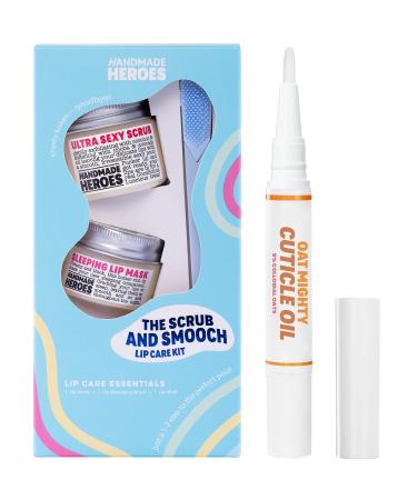 100% Natural Lip Scrub and Lip Mask Vegan Conditioning Coconut Lip Exfoliator and Cuticle Oil Set - Lip Therapy and Healthy Nails Clean Skincare