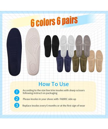 Handepo 6 Pairs Foam Insoles for Men - Breathable Shoe Inserts with Shock Absorption - 4mm Thick Cushion for Work Boots, Running Shoes, Sneakers - Fits Sizes 6.5-9.5 - Buy Online on GoSupps.com