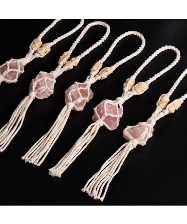 Rose Quartz Feng Shui Car Hanging Ornament for Good Luck and Healing - Reiki Crystal Window Decoration - Buy Online on GoSupps.com