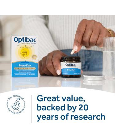 Optibac Probiotics Every Day - Digestive Probiotic Supplement - 30 Capsules, 5 Billion Cultures & FOS Fibres - Buy Online on GoSupps.com