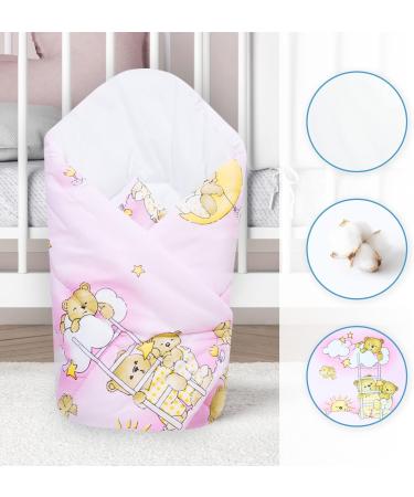 Baby Swaddle Wrap Blanket - Newborn Cotton Swaddling Sleeping Bag 0-3 Months (Ladders Pink) - Buy Online on GoSupps.com