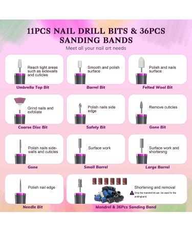 ZoCCee Electric Nail Drill for Acrylic Nails | LED Light, USB Portable Manicure Pedicure Kit | 11 Bits & 36 Sanding Bands | Non-cordless Gray - Buy Online on GoSupps.com