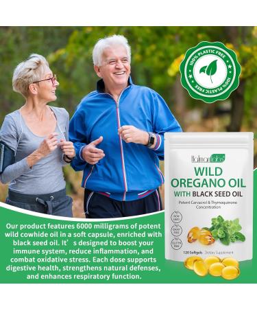 Capsules D'Huile D'Origan 120 Softgel V g taliennes - 2 En 1 6000 Mg D'Huile D'Origan Avec 200 Mg D'Huile De Nigelle Soutien Hautement Efficace Du Syst me Immunitaire Et Digestif (1) - Buy Online on GoSupps.com