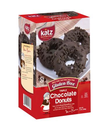 Katz Gluten Free Triple Chocolate Donuts | Dairy Free, Nut Free, Soy Free, Gluten Free | Kosher (3 Packs of 6 Donuts, 13 Ounce Each) Triple Chocolate 3 pack