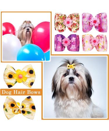 50Pcs Spring Floral Dog Hair Bows for Female Pets | Elastic Hair Bowknot Grooming Accessories - JpGdn - Buy Online on GoSupps.com