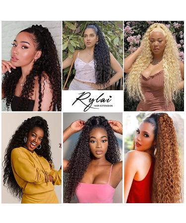 30 Corn Curly Wave Drawstring Ponytail in Black - 30 Inch Synthetic High Puff Ponytail Hair Piece with Comb Clip | Wavy Clip-In Extensions - Buy Online on GoSupps.com