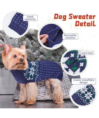 Katzinst Christmas Dog Sweater for Small Dogs | Fleece Sweater for French Bulldogs Dachshunds Chihuahuas & Yorkies - Blue - Buy Online on GoSupps.com