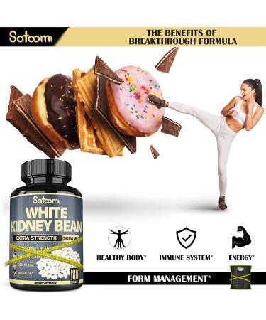 Premium 6-in-1 White Kidney Bean Extract Capsules - 6 Month Supply - 9050mg - Carb Scale Down Support - 180 Count - Buy Online on GoSupps.com