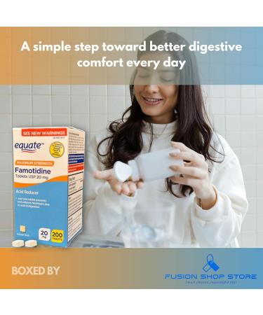 Famotidine 20mg- Maximum Strength Tablets 200 ct Acid Reducer for Heartburn Relief (Pack of 1) Boxed by Fusion Shop Store - Buy Online on GoSupps.com