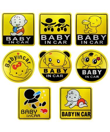 Uraqt Baby on Board Shield 8 Baby On Board Magnet Character Auto Reflecting In The Night Baby On Board Vinyl Auto Sticker Waterproof Autostratz Authority Children's Shield (12.5cm yellow)