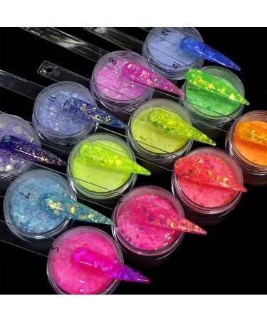 12 Colors Acrylic Powder Set - Mermaid Hexagon Chunky Glitter for Nail Extension & Dipping | Professional 3 in 1 Acrylic Polymer No Nail Lamp Needed - Buy Online on GoSupps.com