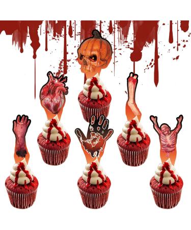VARACL 24PCS Halloween Cupcake Toppers Bloody Horror Theme Cake Toppers Decorations for Halloween Trick or Treat Party Birthday Party Decor Favor Supplies Horror Zombie Spooky Cupcake Picks - Buy Online on GoSupps.com