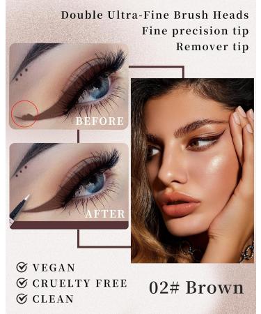 Brown Liquid Eyeliner with Eye Makeup Remover Eraser Dual-Ended Pen Waterproof Smudge Proof Long Lasting Quick Drying Eye Liner Ultra-Fine Brush Head Colored Eyeliner Pencil Easy for Beginners-02 02 Brown - Buy Online on GoSupps.com