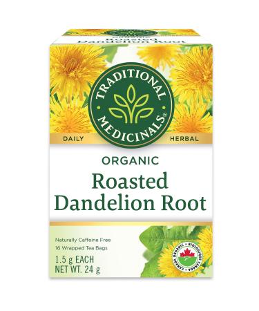 Traditional Medicinals Organic Roasted Dandelion Root Herbal Tea 16 Bags (Pack of 1) Tea Roasted Dandelion Root 16 Count (Pack of 1)