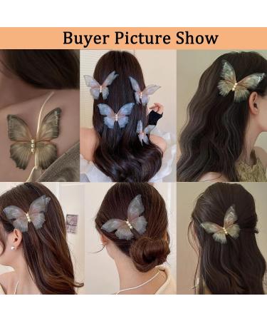 Handmade Butterfly Hair Clips Set - Organza Wings & Pearl Barrettes for Women & Girls - Buy Online on GoSupps.com