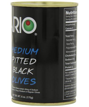 Mario Camacho Foods Low Sodium Black Olives - 6.0oz Medium Pitted, Pack of 12 - Buy Online on GoSupps.com