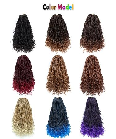 Boho Box Braids Crochet Hair 14 inch 8 Packs - Curly Ends Goddess Box Braids for Black Women | 1B# Color - Buy Online on GoSupps.com