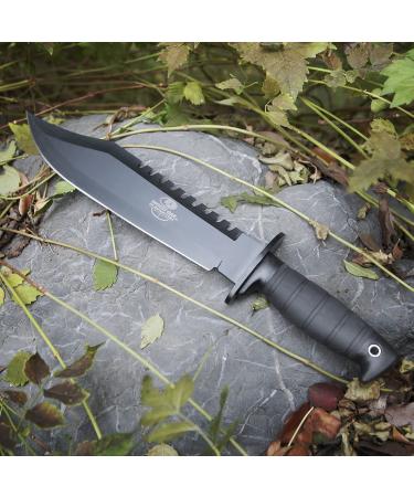 Mossy Oak 15-inch Survival Hunting Knife with Sheath - Fixed Blade Tactical Bowie Knife for Camping, Outdoor, Bushcraft - Includes Sharpener & Fire Starter - Buy Online on GoSupps.com