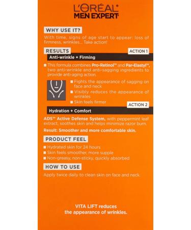 L'Or al Paris Men's Expert VitaLift Anti-Wrinkle & Firming Moisturizer 1.6 fl. oz. - Buy Online on GoSupps.com