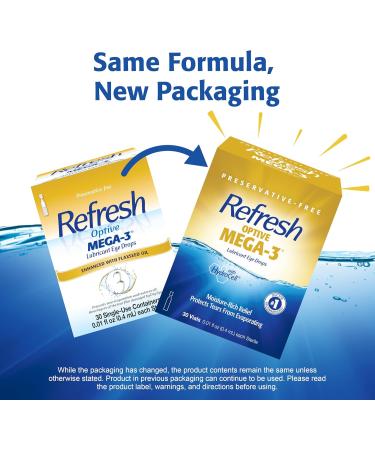 Refresh Optive Mega-3 Lubricant Eye Drops - 30 Count | Dry Eye Relief - Buy Online on GoSupps.com