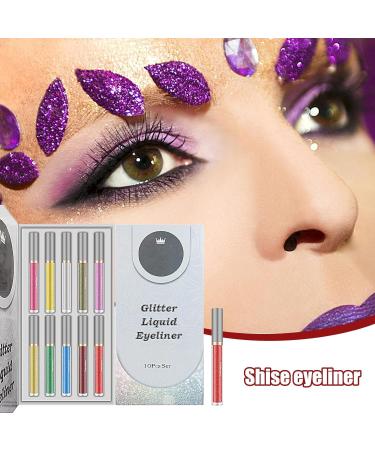 Shimmer Glitter Eyeshadow Quick Dry Colourful Pearl Liquid Eyeliner for Eye Beauty - Coloured Liquid Eyeliner Makeup Multifunctional Sparkling & Shimmer Eyes Makeup for Women Girls - Buy Online on GoSupps.com