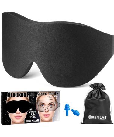 Sleep Mask Sleeping Blindfold Light Blocking 3D Design Blackout Eye Masks for Women and Men Soft Cooling Eye Covers for Night and Travel Eyemask Eyelash Extensions Cover (Blackout Black)