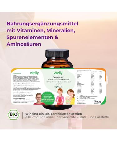 Vitelly PREGNYLAC - Pregnancy Vitamins with 19 Micronutrients Folate Magnesium & Iron | 3 Monthly Packs of 90 Capsules - Optimal Support for All Trimesters & Lactation - Buy Online on GoSupps.com