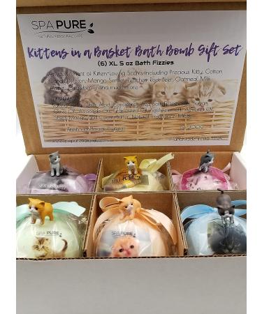 Spa Pure Kittens in Basket - 6 Adorable Hidden Kittens Bath Bomb XL 5 oz (6 Count) Multicolor Pack - Buy Online on GoSupps.com
