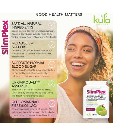 SlimPlex Garcinia Cambogia - Whole Fruit Complex with Glucomannan, Green Coffee Extract, White Kidney Bean, CLA & Chromium Picolinate - 90 Capsules for Weight Management - Buy Online on GoSupps.com