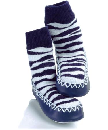 Mocc Ons Washable Leather Sole Slipper Socks - 12-18 Months Zebra Stripe - Buy Online on GoSupps.com