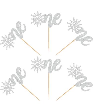 Ercadio 24 Pack Snowflake One Cupcake Toppers Silver Glitter Winter Snowflake 1st Cupcake Toppers Snowflake One Cupcake Picks for Baby Shower Christmas Theme Party Cake Decor Supplies D-one Silver - Buy Online on GoSupps.com