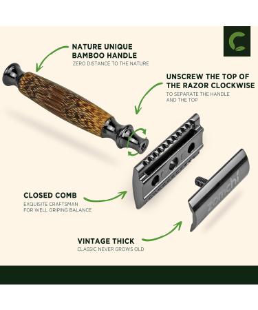 Double Edge Safety Razor - Eco-Friendly Bamboo Handle Unisex Sustainable Design Fits All Double Edge Blades Plastic-Free & Durable - Buy Online on GoSupps.com