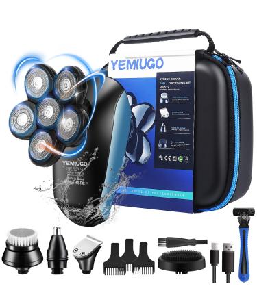 YEMIUGO Head Shavers for Bald Men 5 in 1 Electric Razor USB Bald Shaver Kit IPX7 Waterproof Men's Beard Hair Nose Trimmer Facial Clean Massage Brush Kit for Father Husband