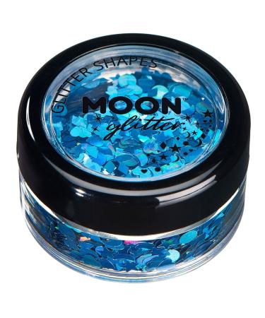 Holographic Glitter Shapes by Moon Glitter - Blue - Cosmetic Festival Makeup Glitter for Face Body Nails Hair Lips - 3g - Buy Online on GoSupps.com