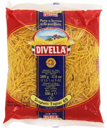 Italian Gourmet E.R. Divella Pack of 24 Spaghetti Tagliati No. 69 Durum Wheat Semolina Pasta 500g + Italian Gourmet Polpa di Pomodoro 400g