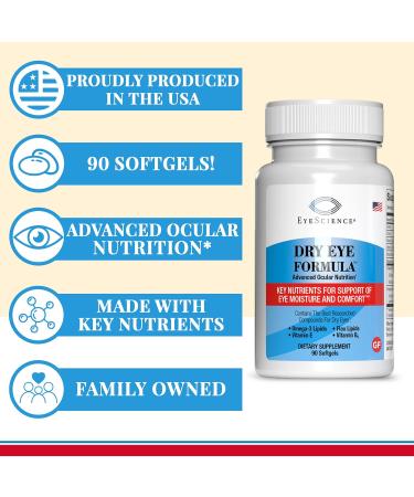 Dry Eye Formula - 90 Softgels | Advanced Omega-3 Eye Supplement for Lasting Comfort & Relief | Vitamins E C & B6 | Magnesium | 2 Pack - International Shipping Available - Buy Online on GoSupps.com