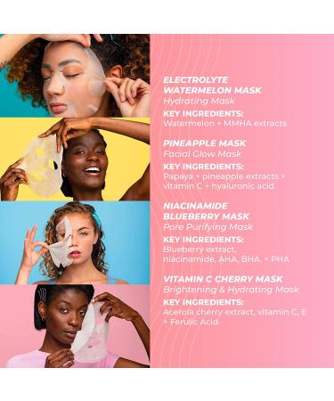 Vitamasques Juicy Collection 7-Pack Face Masks - Pore Purifying, Brightening, and Hydrating Sheet Masks - Fruit-infused Skincare Set - Buy Online on GoSupps.com