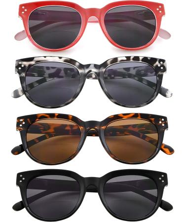 Eyekepper 4 Pack Stylish Bifocal Glasses for Women - Tinted Reading Glasses for Sun Protection - Buy Online on GoSupps.com
