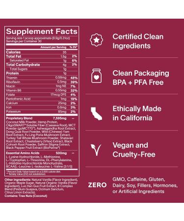 Daily Hormone Balance Powder | Vegan Supplement for PMS PMDD PCOS Fertility & Menopause | Plant-Based Mood & Cycle Support | 30 Servings - Delicious Vanilla - Buy Online on GoSupps.com