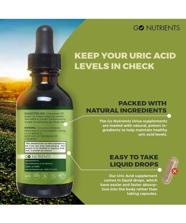 Go Nutrients Uriva - Uric Acid Support Supplement for Muscle & Joint Health - Gluten Free | 60ml Liquid Drops - Buy Online on GoSupps.com