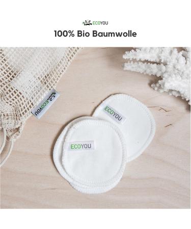 Ecoyou Washamm Sleeping Pads - 10 Organic Cotton Reusable Pads for Sustainable Facial Care | Includes DIY Recipes & Laundry Net - Buy Online on GoSupps.com
