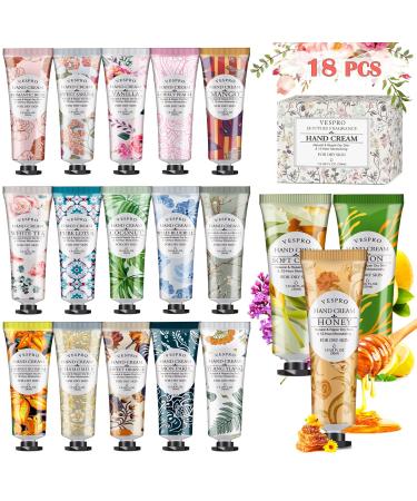 VESPRO 18 Pack Plant Fragrance Hand Cream Moisturizing Hand Care Cream Gift Set Mini Hand Lotion Travel Size in Bulk Gifts for Women Mom Sister Yourself-18 Different Scented/30ml B-18P Hand Cream