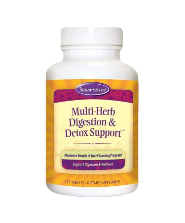 Nature's Secret Multi Herb Digestion & Detox Support - Promotes Healthy Digestive Function Rejuvenation & Powerful Cleansing with Alfalfa Dandelion Fennel Green Tea & More - 275 Tablets