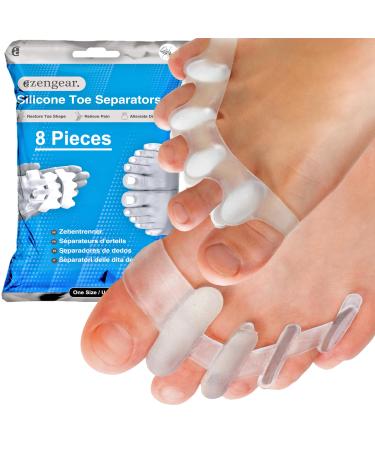 Azengear toe separator (8 pieces) to correct bale toes and to restore overlapping toes in the original form for women men |Silicone gel spacers