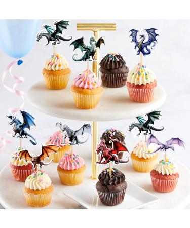 30-Piece Dragon Theme Cupcake Toppers - Mythical Cake Decorations for Weddings & Birthday Parties - Buy Online on GoSupps.com