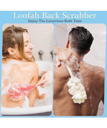 9-Piece Long Handled Loofah Body Scrubber Set - Shower Loofah on a Stick for Men, Women, Elderly - Bath Sponge Pouf Brush - Nylon Mesh, 17 Inch - Buy Online on GoSupps.com