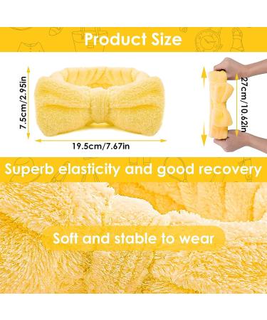 Molain Spa Headband | Bowknot Hair Bands for Women | Coral Fleece Elastic Headband for Washing Face Shower Sports | Yellow - Buy Online on GoSupps.com